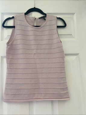 White House Black Market Pale Pink Eyelet Stripe Tank